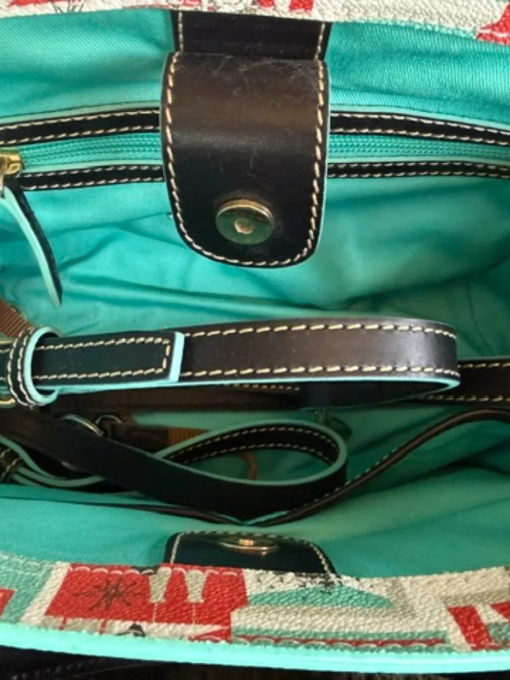 Disney Dooney & Bourke Mid-Century Mickey Satchel Bag Crossbody Teal B23MC1929